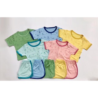 [SALE] Bộ Cộc Tay Bé Gái, Bé Trai KIMCHI Cài Vai Vải Thun Lạnh Họa Tiết Trái Thơm, Bộ Quần Áo Cho Bé Minky Mom KW2108