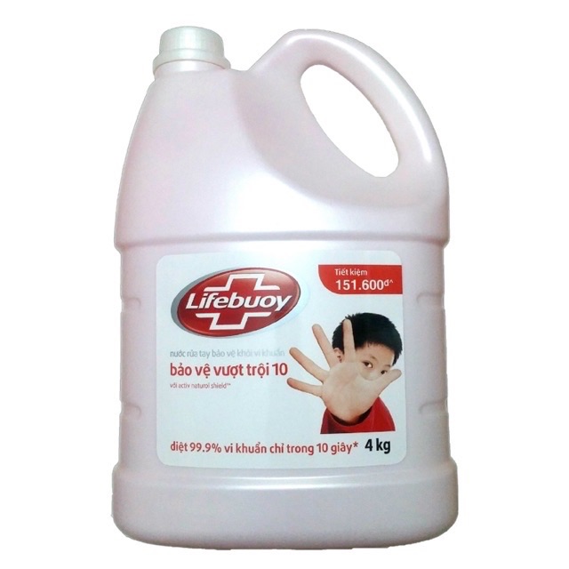 Nước Rửa Tay LIFEBUOY Diệt Khuẩn 99% 4kg Bảo Vệ Vượt Trội Can nhựa lớn Big size