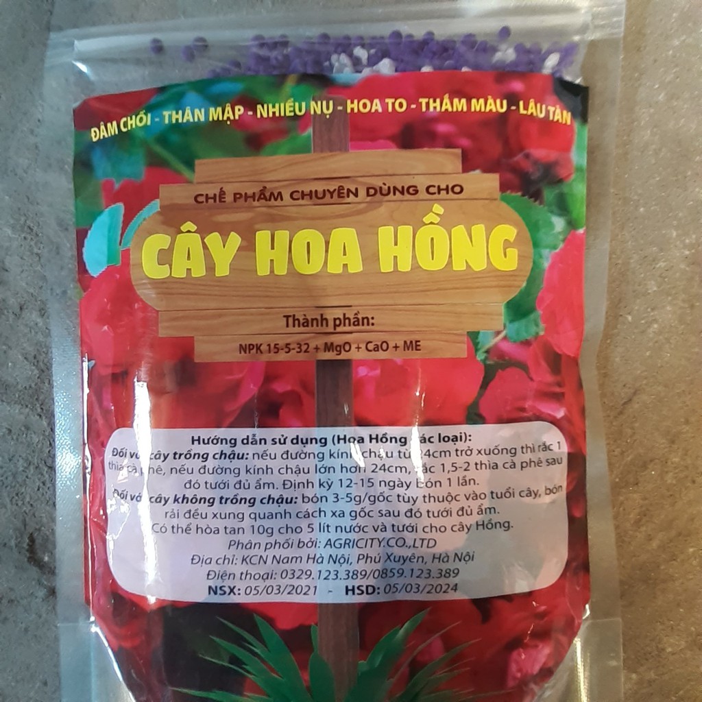 500gr phân bón hoa hồng giúp cây hoa hồng nhiều nụ hoa to thắm màu