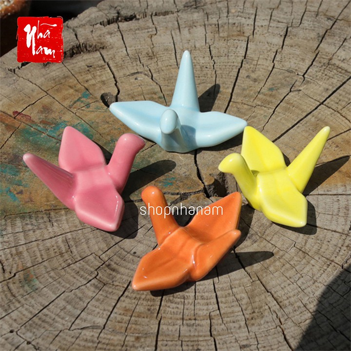 Hạc origami gốm sứ gác đũa bàn ăn