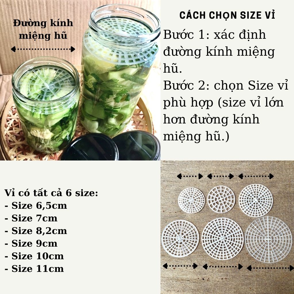 Vỉ nén dưa cà muối combo 5 chiếc vỉ 11cm dùng chèn thực phẩm ngâm - Shop Nhà Hũ