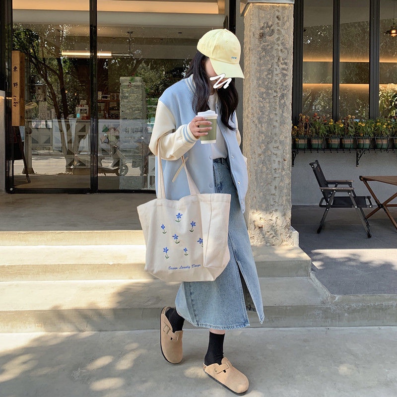 Túi Xách Canvas Cỡ Lớn In Họa Tiết Thời Trang Cho Nữ