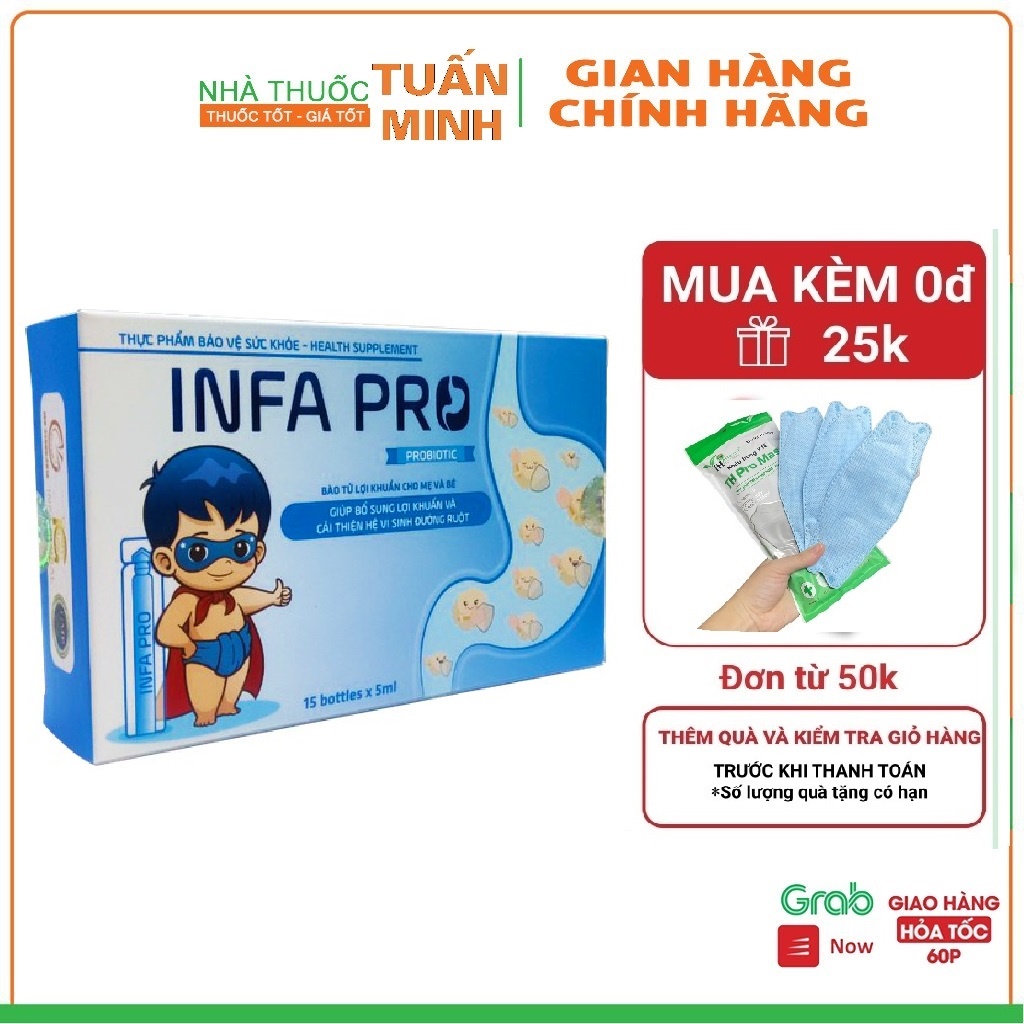 Bào tử lợi khuẩn INFA PRO - Men vi sinh thế hệ mới cho trẻ biếng ăn, táo bón, chậm lớn ( Hộp 20 ống)