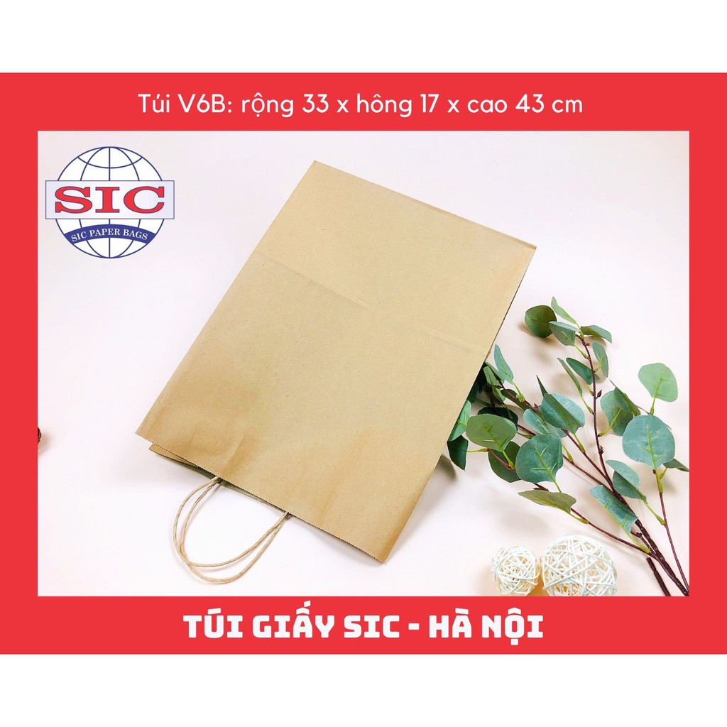 [SET 10 CHIẾC] TÚI GIẤY KRAFT V6B: 33x17x43 cm CÓ QUAI (ẢNH THẬT)