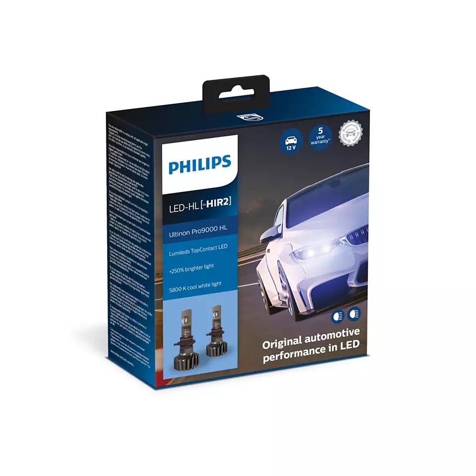 Đèn pha Philips Ultinon LED Pro9000 Chân H4-H7-H11-HB3/4-HIR2-HS1-13,2V/18W