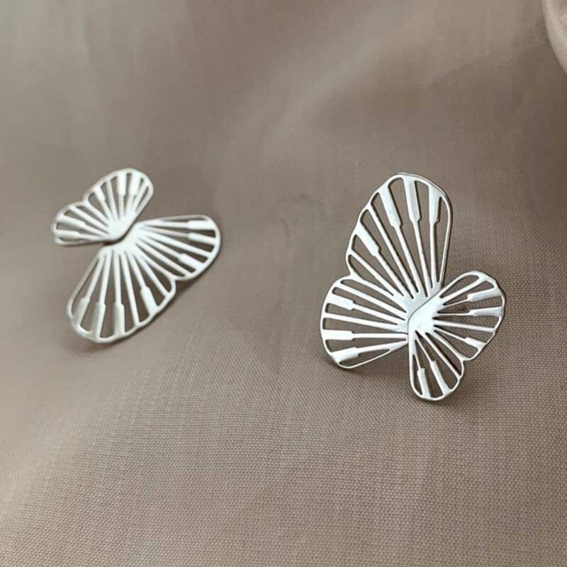 Khuyên tai bạc 925 khuyên hồ điệp cánh dời tự tạo kiểu dáng đeo theo phong cách
