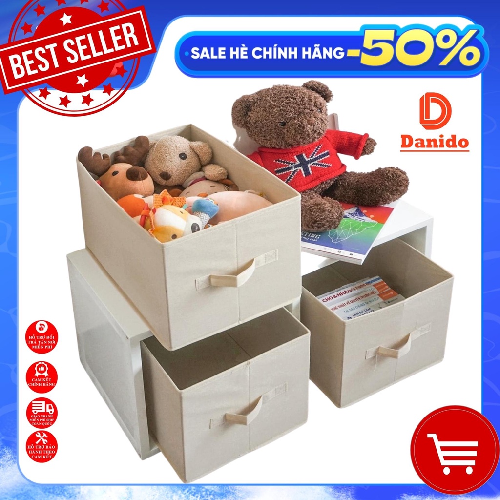 Bộ 3 hộp vải đựng quần áo đa năng không nắp TD2 giỏ đựng đồ lót sách vở đồ cá nhân thùng đựng mỹ phẩm cao cấp Danido