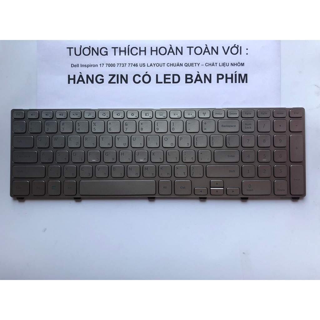 [Mã 267ELSALE hoàn 7% đơn 300K] Bàn Phím Laptop Dell Inspiron 17 7000 7737 7746 US LAYOUT Chuẩn Quety - Chất Liệu Nhôm