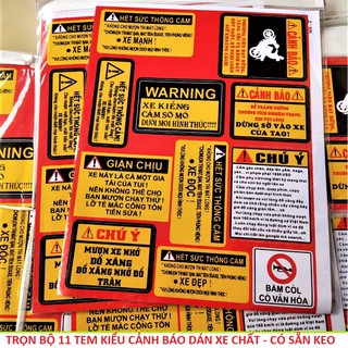 ĐỀ CAN DÁN XE CẢNH BÁO TRỌN BỘ - 11 TEM CHẤT