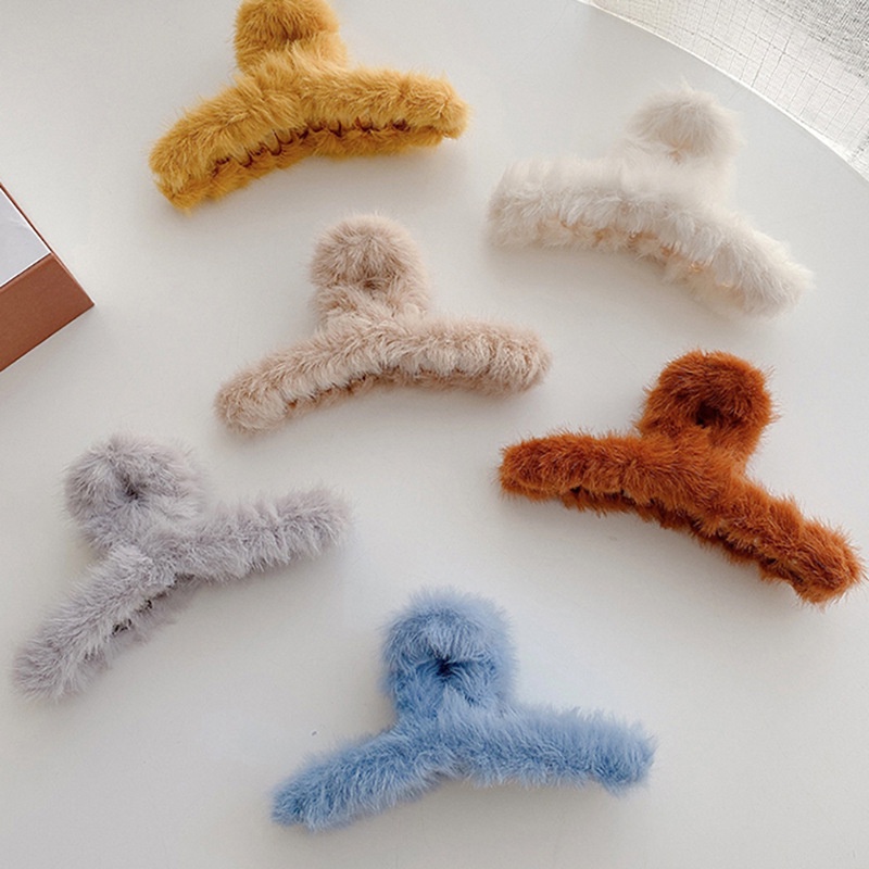 Kẹp tóc lông nhung màu kẹo dễ thương phong cách Hàn Quốc thời trang thu đông cho nữ