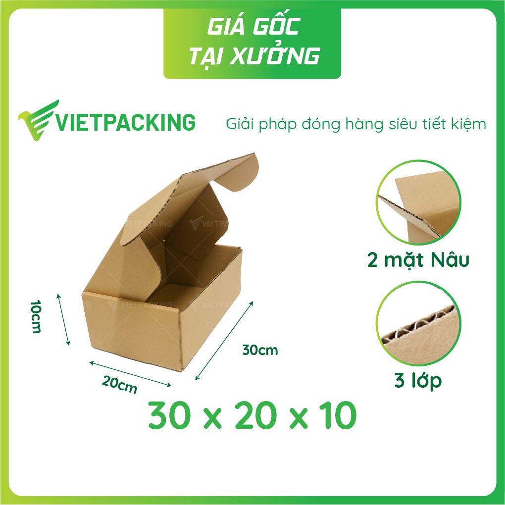 30x20x10 - 25 hộp carton nắp gài hông siêu bền V175