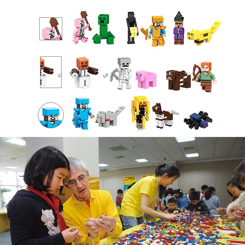 Bộ 16 mô hình lắp rắp nhân vật hoạt hình Minecraft