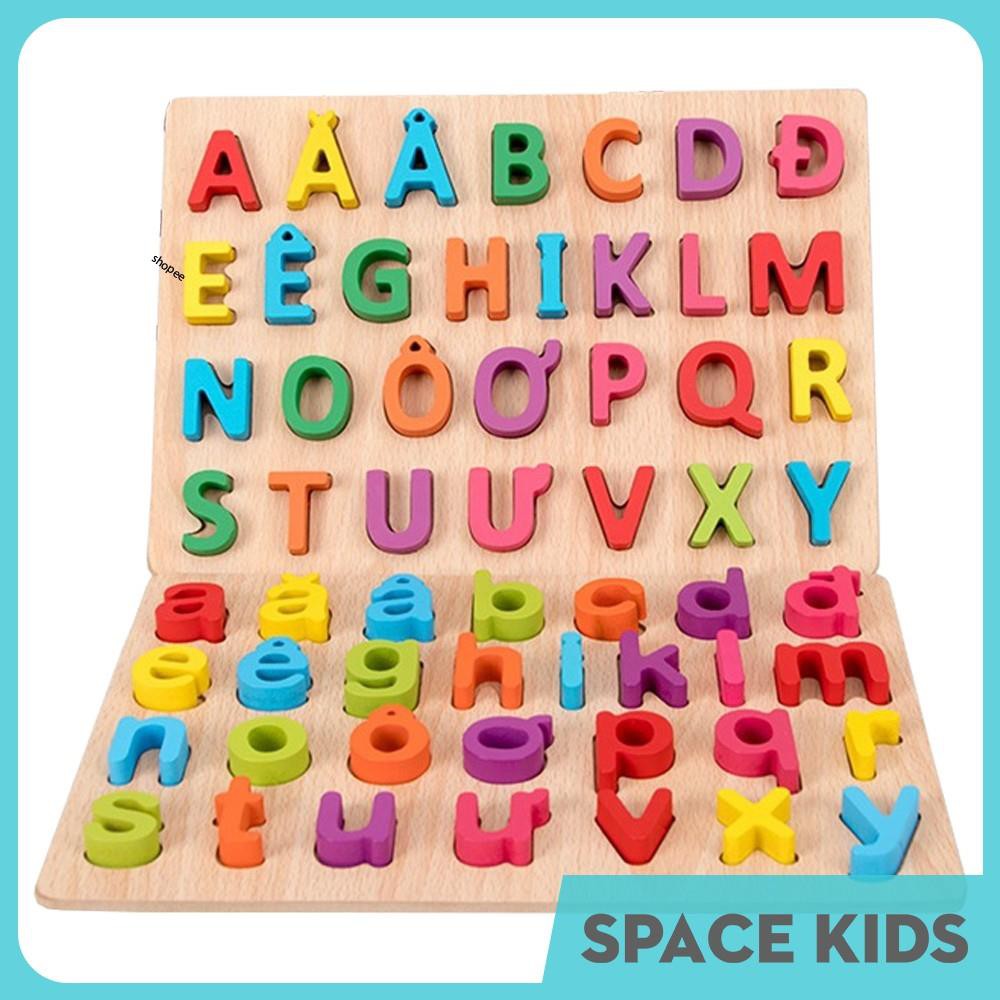 ♥ Đồ chơi bảng chữ cái tiếng việt bằng gỗ cho trẻ em học chữ cái Space Kids ♥