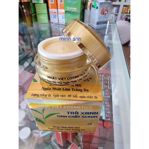 kem trà xanh tinh chất serum nhật việt nám đồi mồi - ngừa nhăn - làm trắng da 10gr { chính hãng cty }