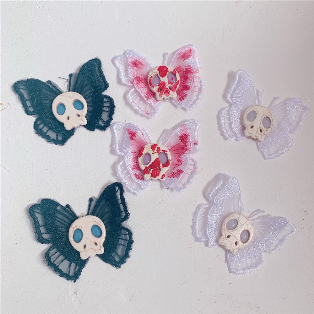 Kẹp Tóc Hình Đầu Lâu Phong Cách Lolita Y2K