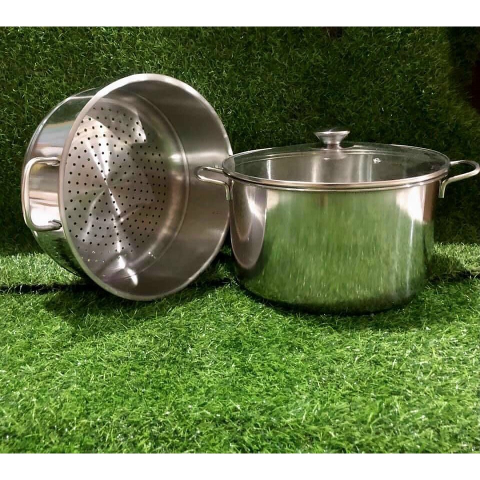 Bộ xửng inox 28cm-nắp kính