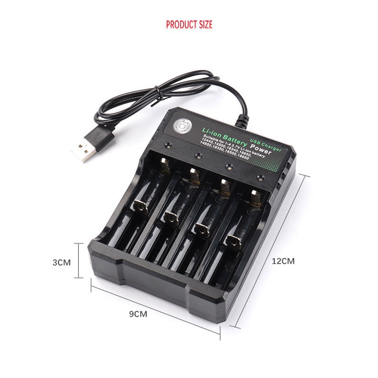Bộ sạc pin 18650 tự ngắt thông minh Bmax BH-042100-04U điện áp đầu ra 3.7V - 4.2V phù hợp với nhiều loại pin