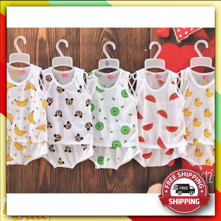 ⚜️𝐂𝐨𝐭𝐭𝐨𝐧 𝐋𝐨𝐚̣𝐢 𝟏⚜️ Sét 5 Bộ Chíp Cotton Hoa Quả Cho Bé Từ 5-15kg - Quần Áo Trẻ Em