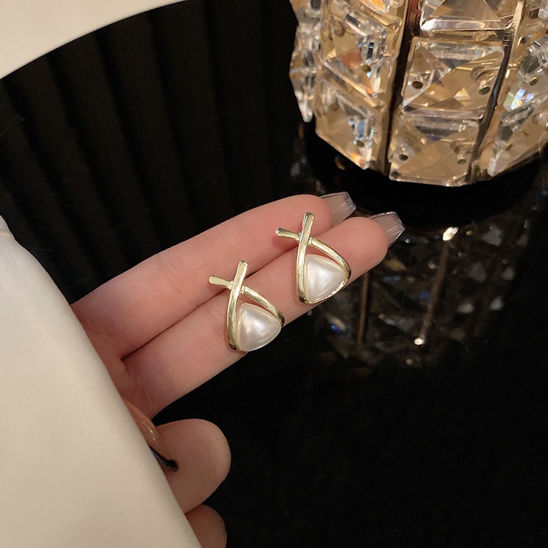 Bông Tai Mạ Bạc 925 Hình Thánh Giá Đính Ngọc Trai Phong Cách Cổ Điển 2022