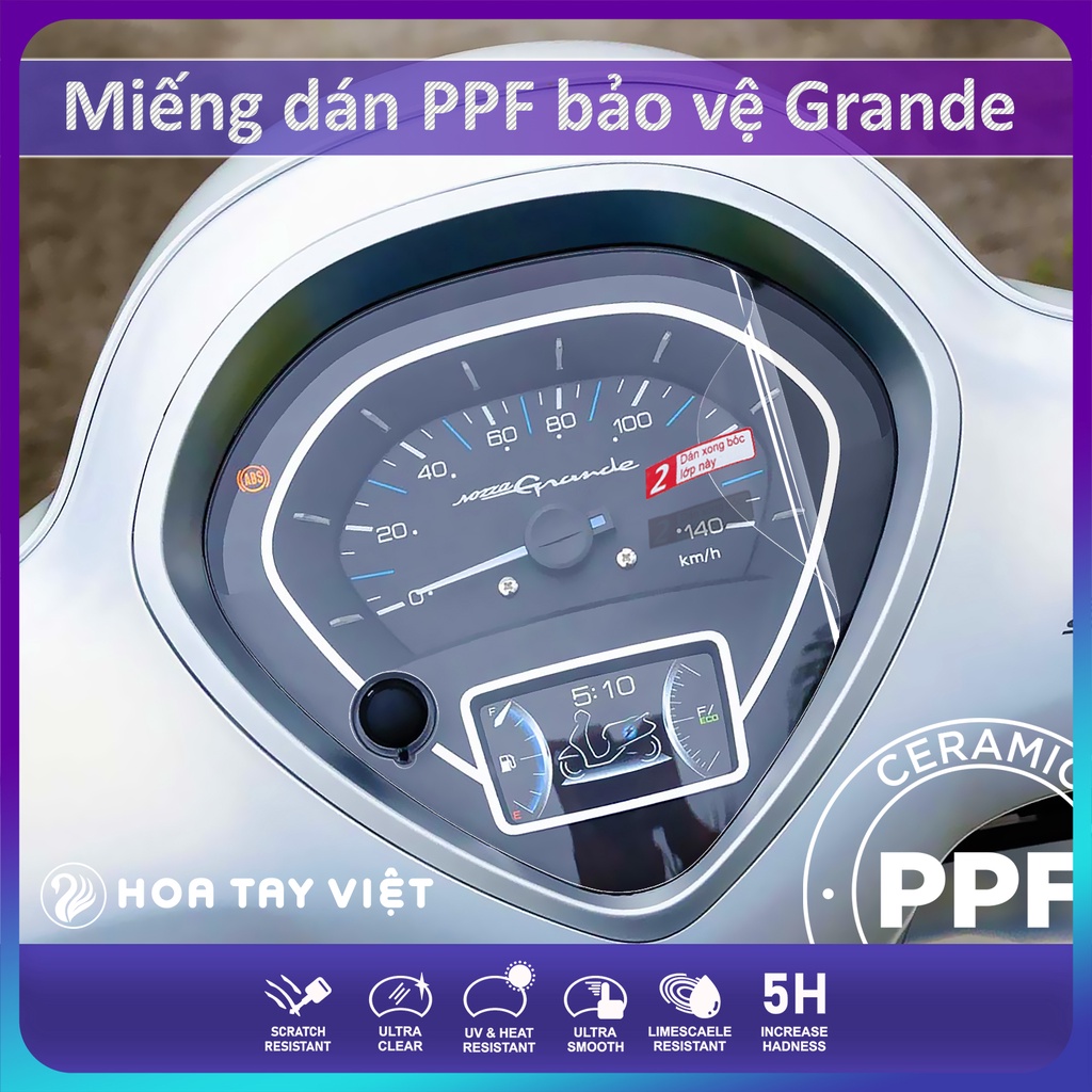 PPF Yamaha Grande bảo vệ mặt đồng hồ xe Grande chống trầy xước