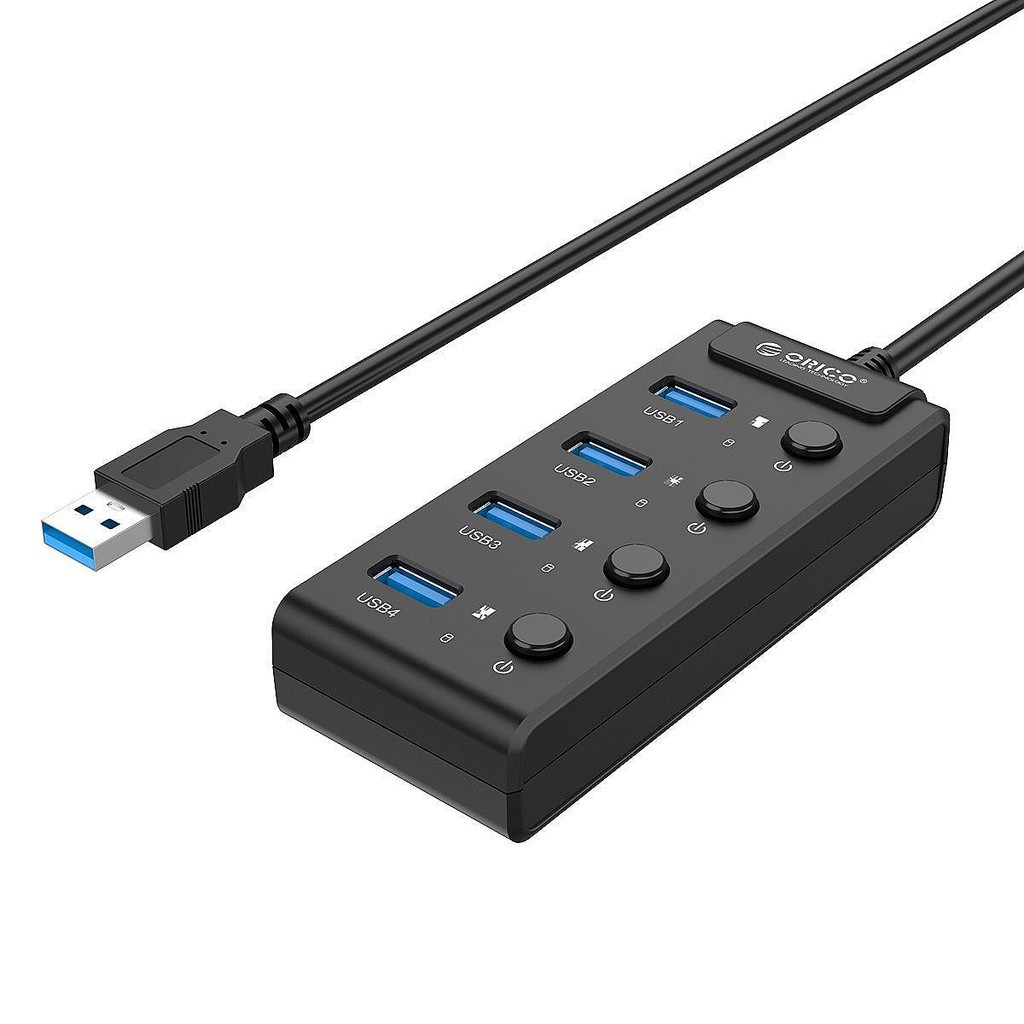 [Giá Siêu Rẻ }Bộ chia 4 Port USB 3.0 ORICO W9PH4, nút nguồn riêng. (Đen, trắng) - 4 cổng USB 3.0