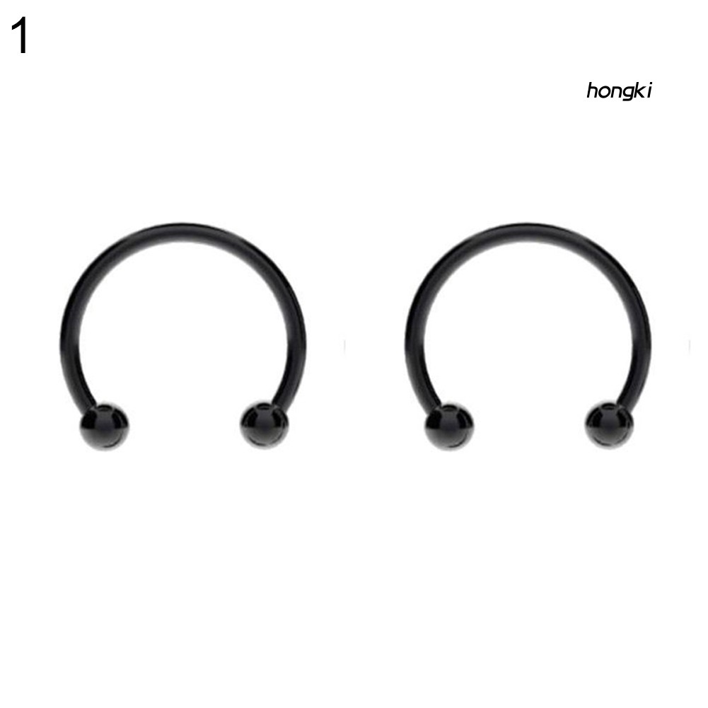 (Hàng Mới Về) Set 2 Khuyên Mũi Bằng Thép Không Gỉ Thiết Kế Dạng Móng Ngựa Độc Đáo