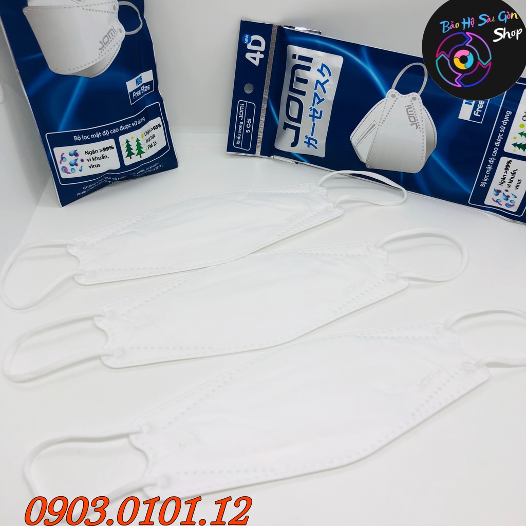Khẩu trang n95 kiểu dáng kf94 Jomi chính hãng bịch 5 cái, khẩu trang 4d Mayan cao cấp