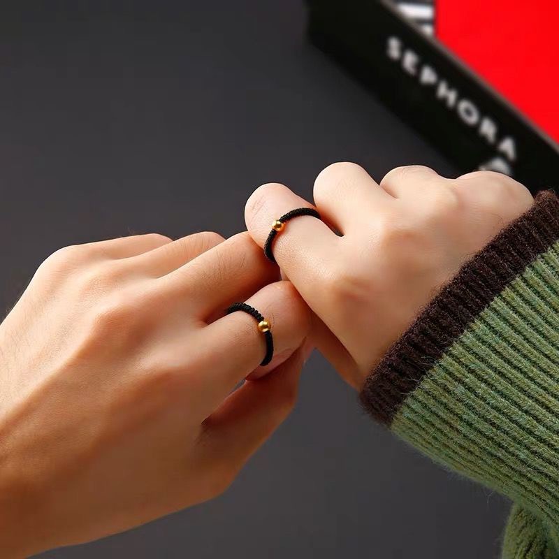 Nhẫn BELLA-BEE vải bện đính hạt phong cách Hàn Quốc may mắn xinh xắn dành cho nữ