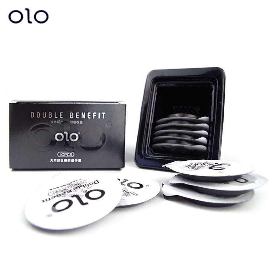 Bao cao su OZO đen siêu mỏng, nhiều gel, hương vani hộp 10c bcs (OLO 001)