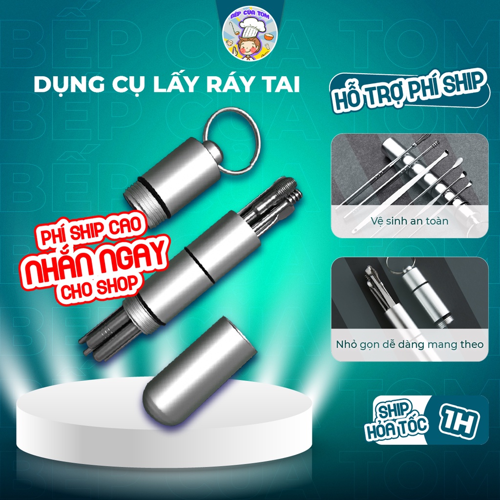 Bộ Lấy Ráy Tai Chuyên Nghiệp 6 Món - Dụng Cụ Làm Sạch Tai Cao Cấp Làm Từ Thép Không Gỉ An Toàn
