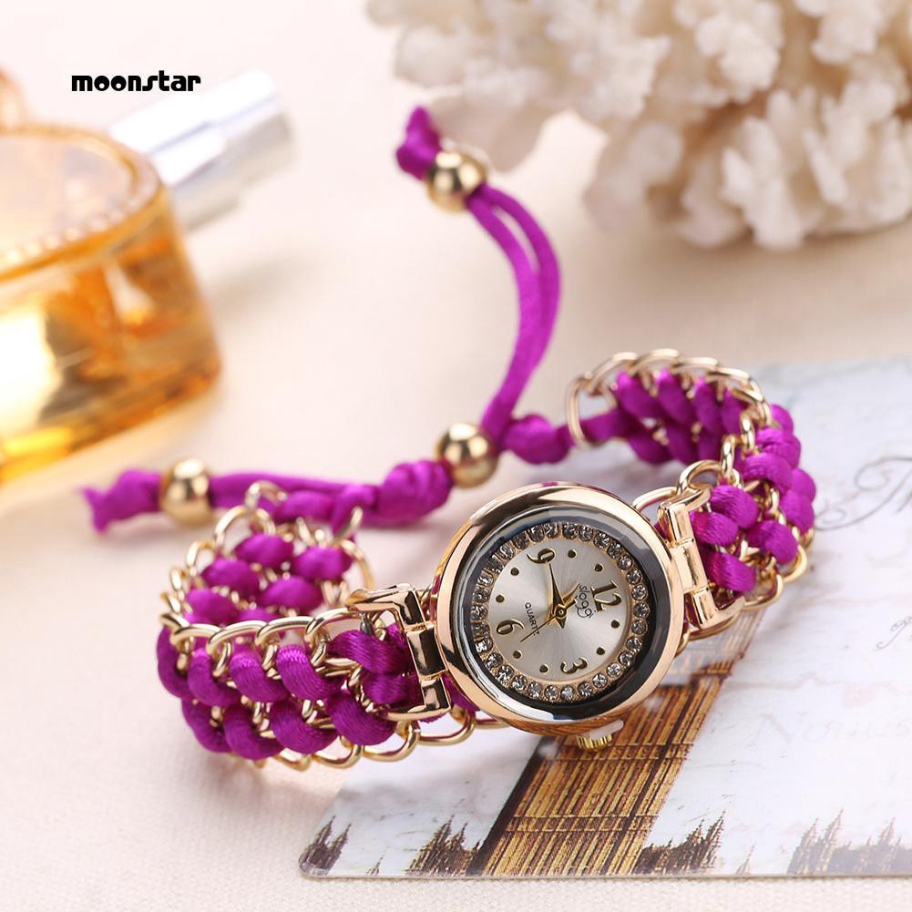 Đồng Hồ Analog Máy Quartz Dây Bện Đính Đá Thời Trang | BigBuy360 - bigbuy360.vn