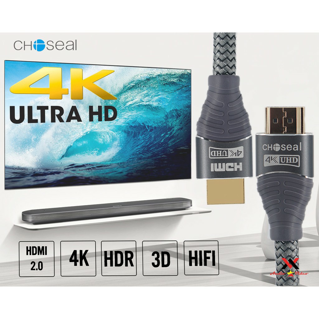 Dây Cáp loại tròn 5m HDMI Choseal 2.0/4K Cao Cấp tốc độ cao,dùng cho tivi,máy tính,mạ vàng,chuẩn full HD