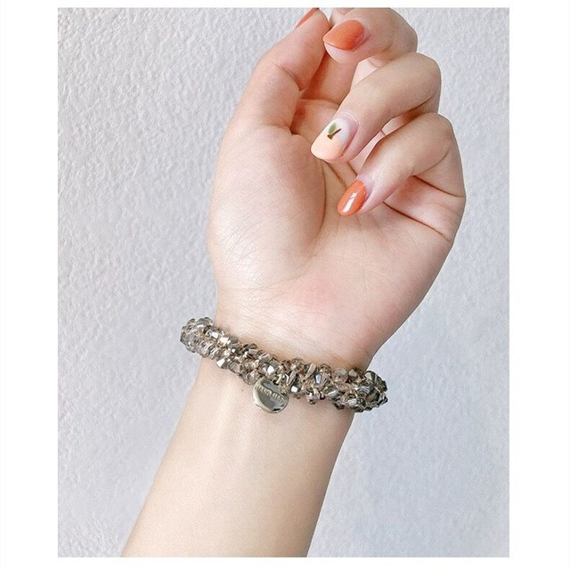 ( Mới về) Cột tóc/Vòng tay đính chuỗi hạt lấp lánh (KHÔNG CÓ MÓC KHÓA) phong cách Hàn Quốc Tatitava