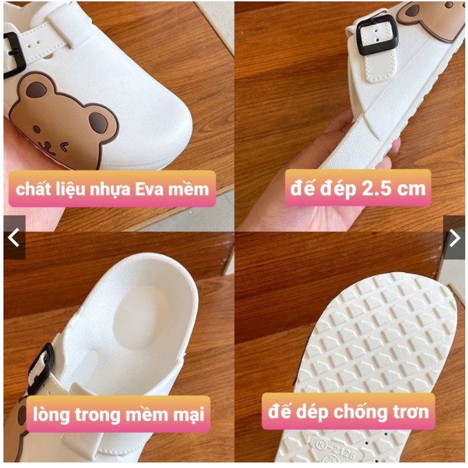 Dép sục thời trang hàn quốc họa tiết gấu xinh xắn mẫu mới 2021