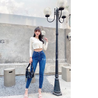Quần Jean Nữ Lưng Cao Dáng Ôm Xanh Siêu Co Giãn Tulidu Quần Bò Nữ Cạp Cao [Ảnh thật] M52.21
