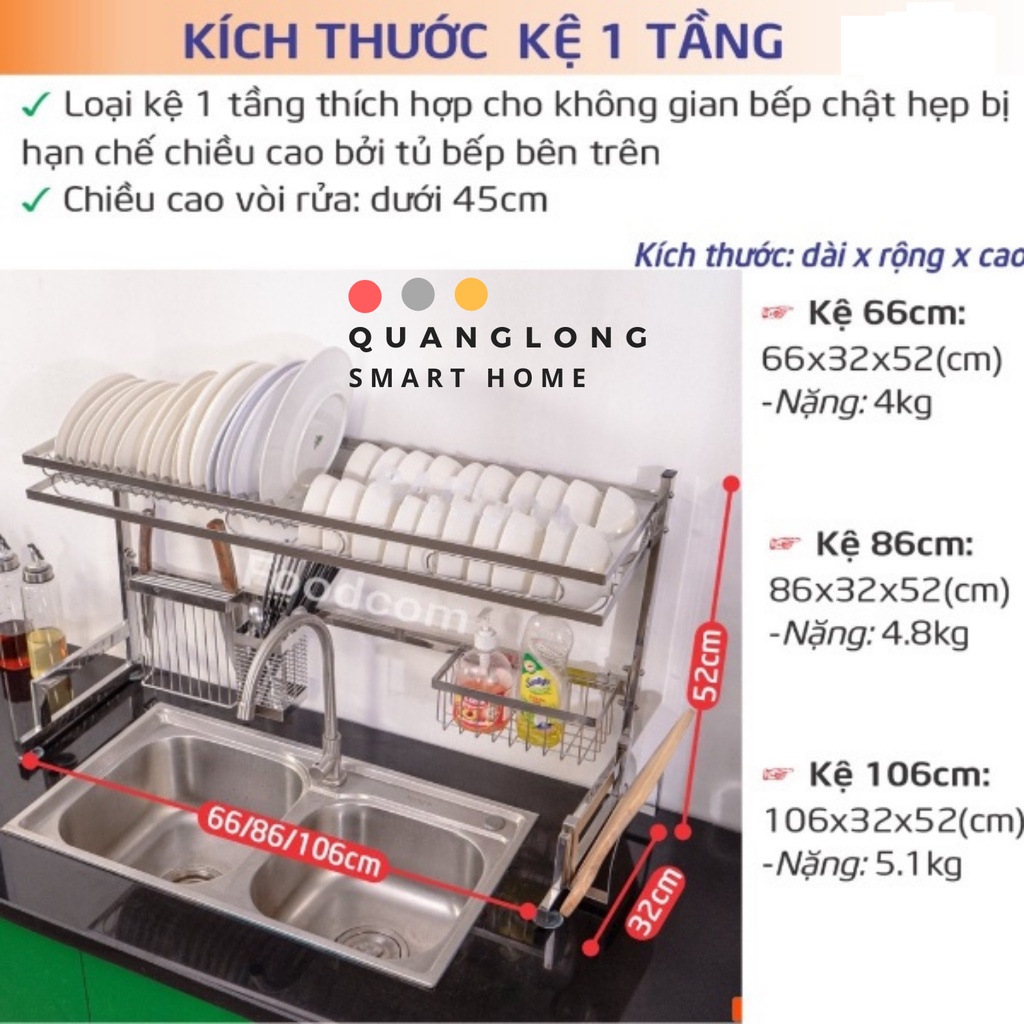 Kệ úp chén inox 304 đa năng kệ đựng chén bát thông minh 2 tầng 3 tầng cao cấp FOODCOM_QUANGLONG.