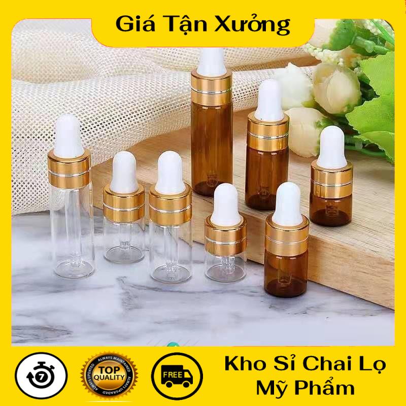 Lọ Chiết Serum ❤ TRÙM SỈ ❤ [2ml,3ml,5ml] Lọ đựng tinh dầu thủy tinh mỏng Khoen vàng chiết mỹ phẩm