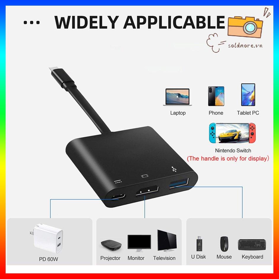 Dây Cáp Phẳng Chuyển Đổi Cổng Type C Sang Hdmi Usb 3.0 Pd 3 Trong 1 Đa Năng | BigBuy360 - bigbuy360.vn