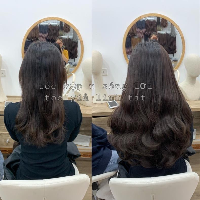 Tóc nối kẹp 9 miếng cao cấp tơ hàn xoăn lơi. Tóc giả kẹp phím 9 mảnh, nối tóc tại nhà