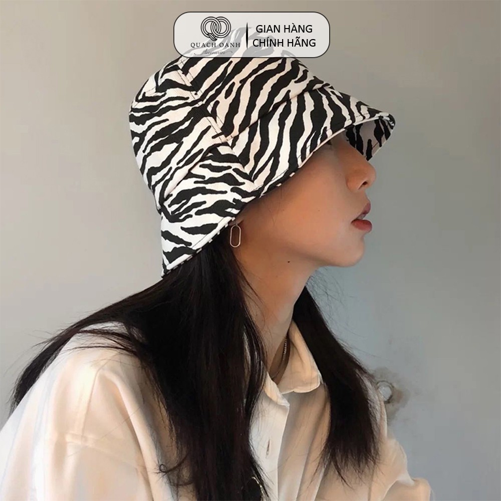 Mũ nón bucket QO ACCESSORIES tai bèo ngựa vằn trẻ trung phong cách Hàn Quốc MU22