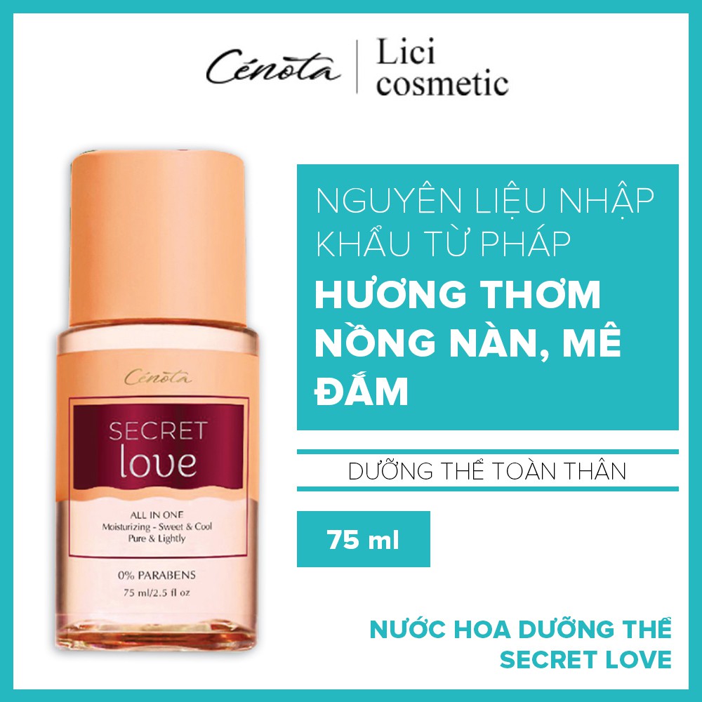 Nước hoa dưỡng thể Secret Love Cénota, nước hoa dưỡng thể dưỡng ẩm cho da