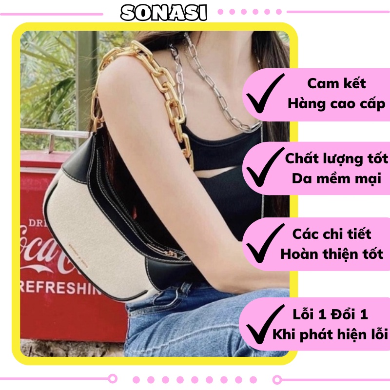 Túi quai xích to kẹp nách dáng thuyền kèm dây đeo chéo hàng đẹp Sonasi TXN0050