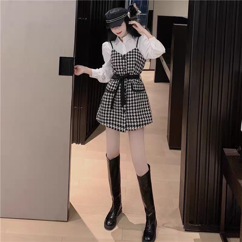 🍇order🍇 set váy yếm kẻ sơmi