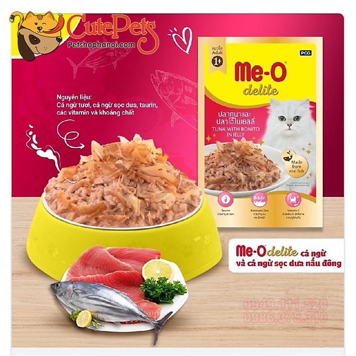 Thức ăn ướt xốt Me-O Delite 70g Dành cho mèo lớn