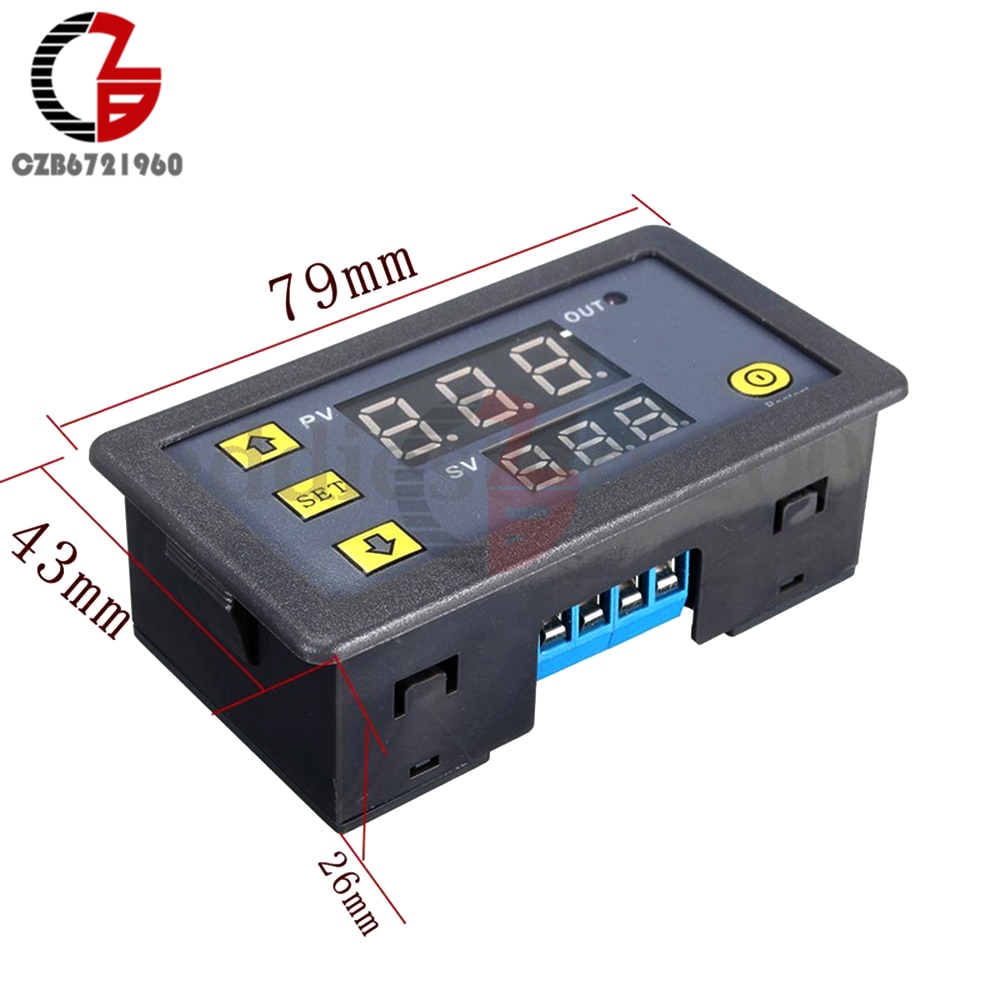 AC 110V 220V 12V Digital Time Delay Relay Dual LED Display Cycle Timer Control Switch Adjustable Timing Relay Time Delay Switch