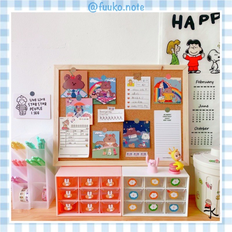 🔻(Kèm phụ kiện) Bảng ghim gỗ bần khung gỗ tự nhiên decor treo tường dán clipboard giấy note, ảnh fuuko note