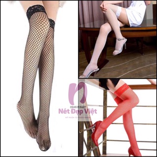 Tất Lưới Dài Ngang Đùi Viền Ren Gợi Cảm Siêu Dai Siêu Bền Cho Những Nàng Cá Tính