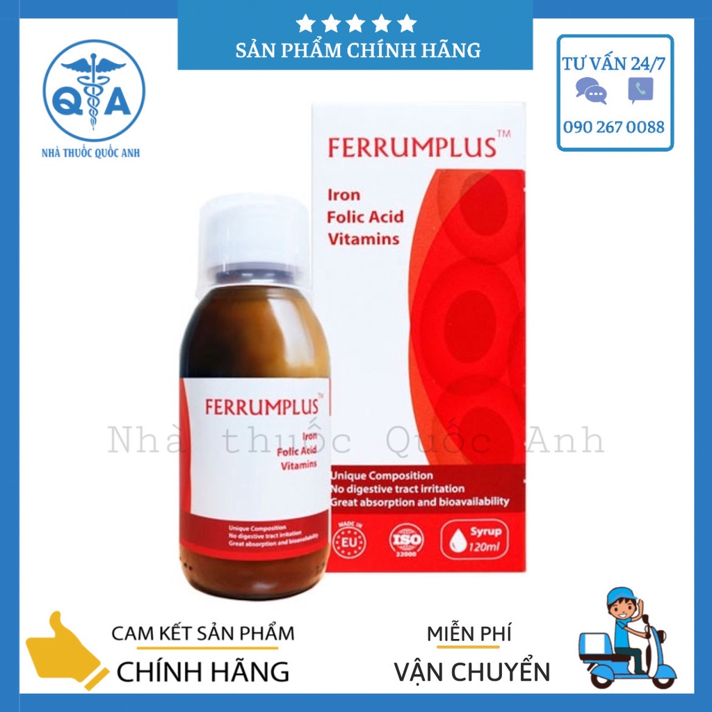 Siro Ferrumplus Bổ sung Sắt cho người thiếu máu, vị dễ uống, không gây táo bón