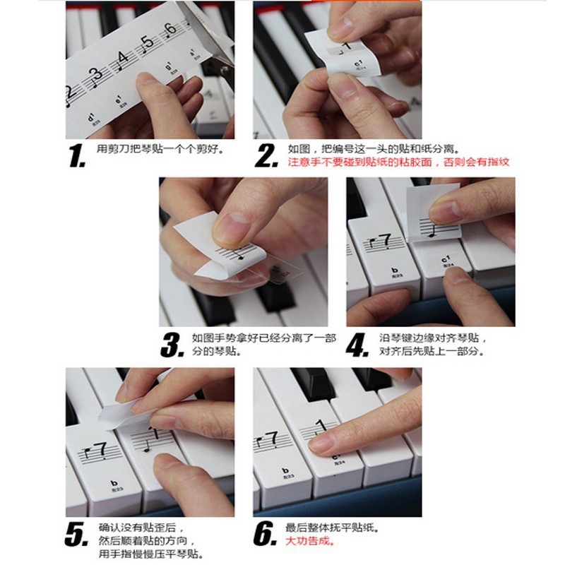 Miếng dán ghi nốt cho đàn piano/keyboard 54/61 phím trong suốt