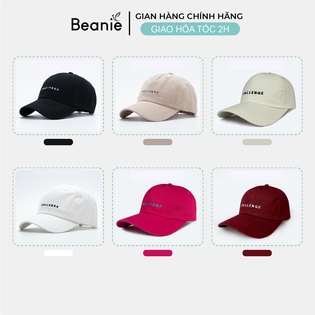 Mũ Lưỡi trai BEANIE Thiêu Chữ Challenge Unisex Nam Nữ, Nón Kết Ulzzang Phong Cách Hàn Quốc Màu Be, Trắng LT02